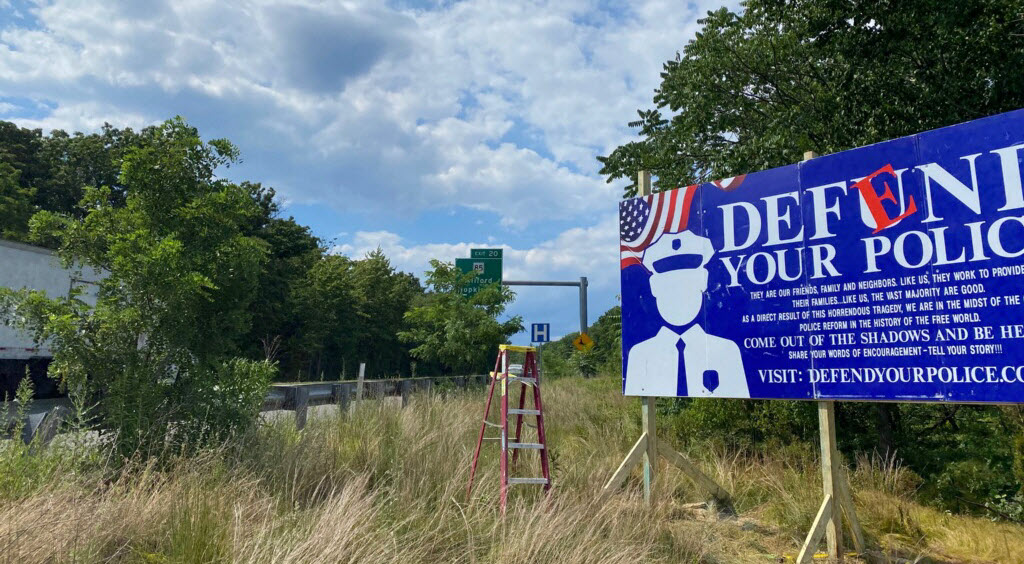 Defend Your Police Sign Interstate 495 in Milford, MA